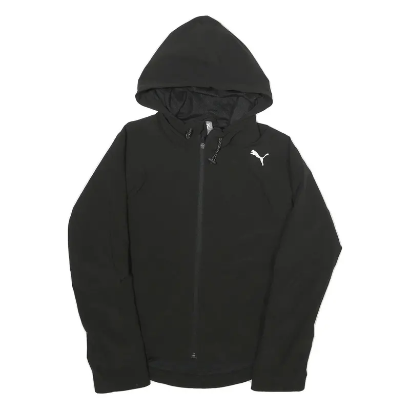 Puma Womens Black Jacket S Polyester Zip Hooded Plain Sportswear Activewear 1