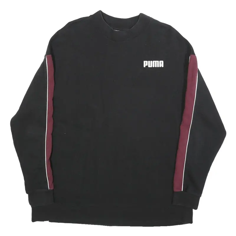 Puma Womens Black & Maroon Sweatshirt Crew Neck Uk 18 Cotton Blend Long Sleeve 1