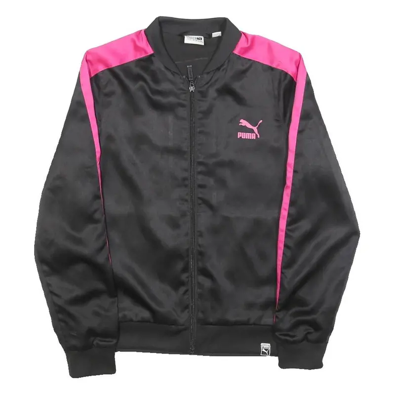 Puma Womens Black & Pink Zip Track Jacket Uk 8 Polyester Sportswear Lightweight 1