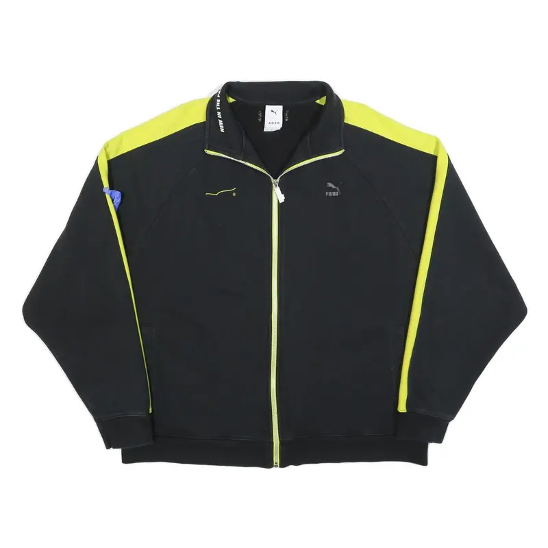 Puma Womens Black & Yellow Graphic Zip Cotton Blend Jacket Xl Sport Casual 1