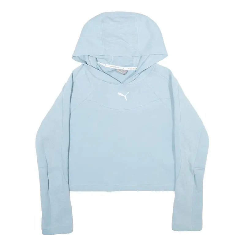 Puma Womens Blue Hoodie Xs Cotton Blend Lightweight Pullover Casual 1
