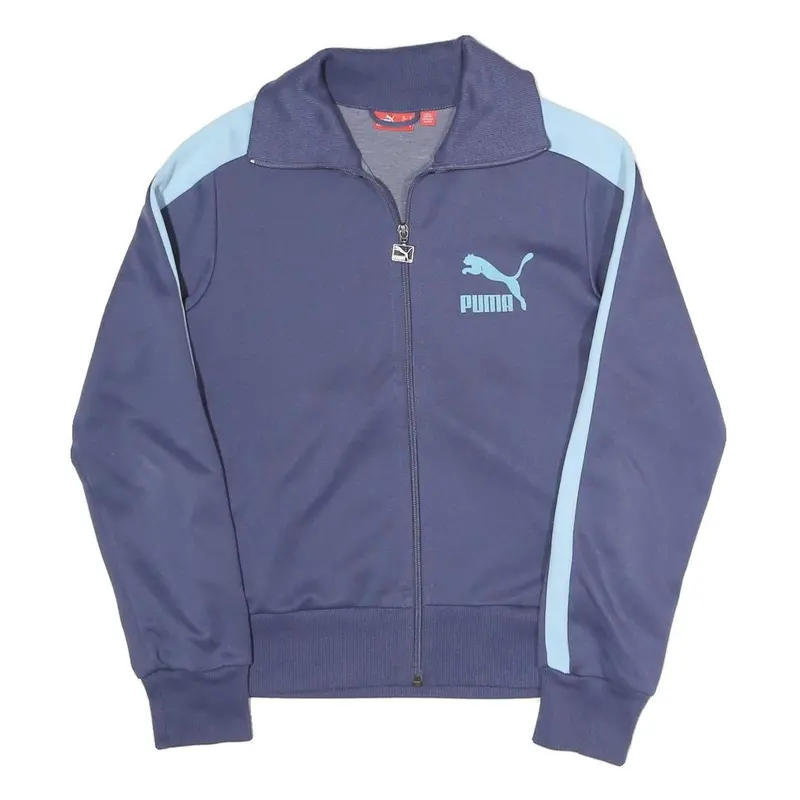 Puma Womens Blue & Light Blue Track Jacket Uk 12 Polyester Zip Sportswear 1