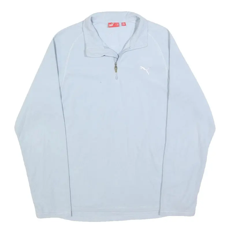 Puma Womens Blue Plain Jumper Half Zip Basic Knit M Sportswear Activewear 1