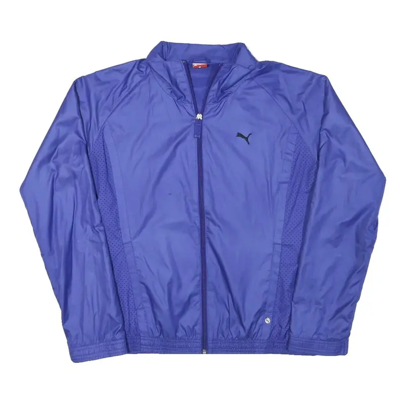 Puma Womens Blue Polyester Blend Track Jacket L Zip Plain Sport Activewear 1