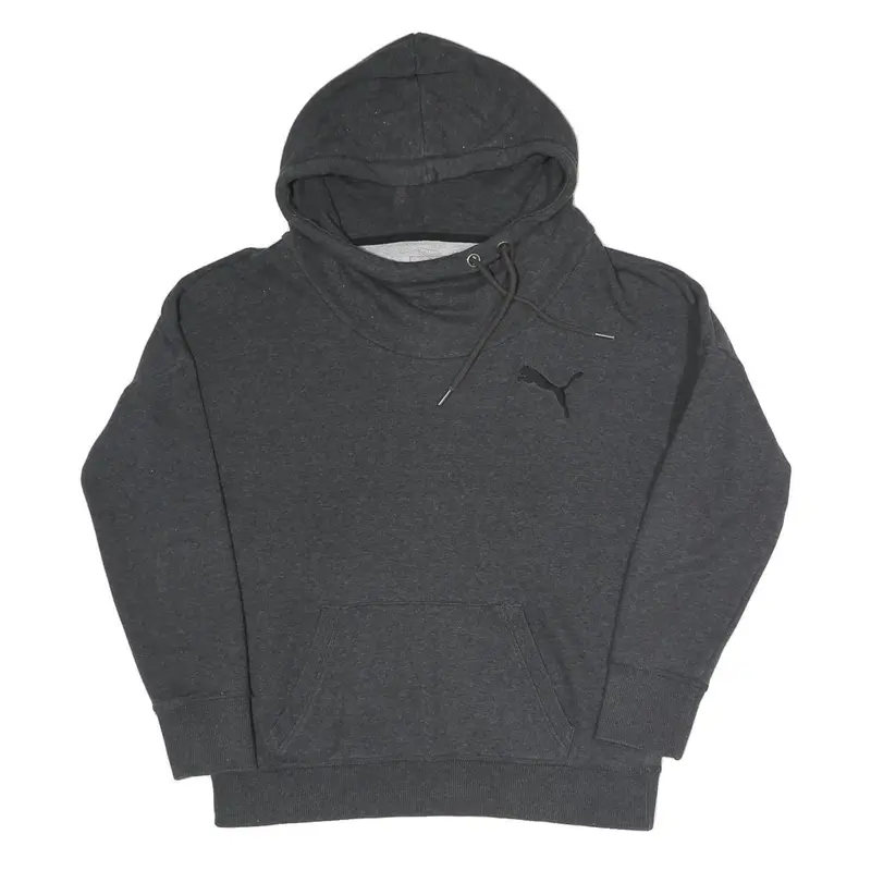 Puma Womens Charcoal Grey Hoodie Uk 14 Cotton Blend Pullover Casual Sweatshirt 1