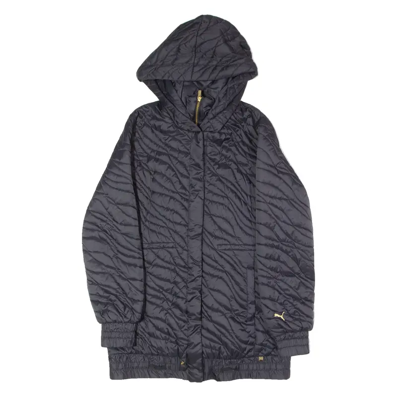 Puma Womens Coat Black Nylon Hooded Uk 10 1