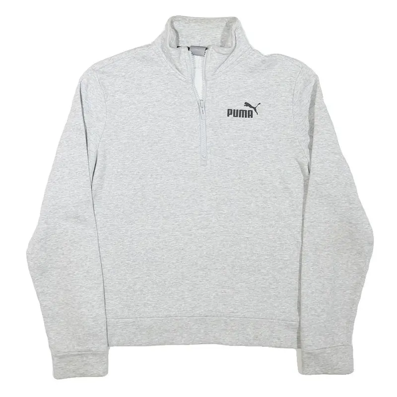 Puma Womens Grey 1/4 Zip S Sweatshirt Cotton Blend Sport Casual Pullover 1