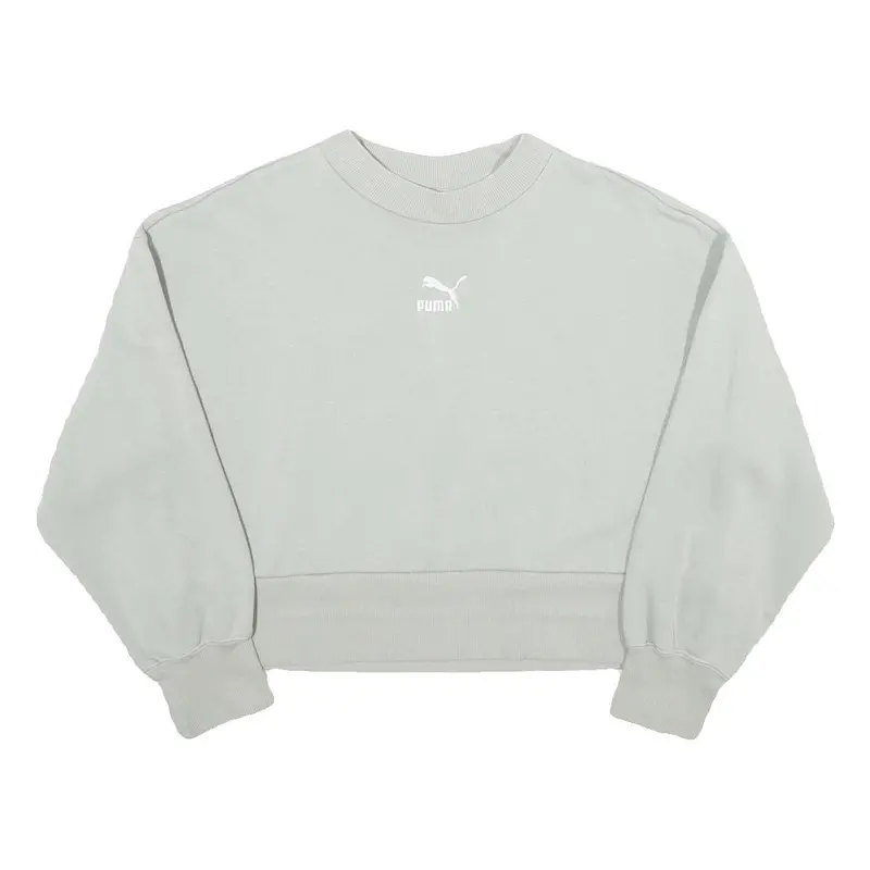 Puma Womens Grey Cotton Blend Crew Neck Xs Sweatshirt Casual Pullover 1