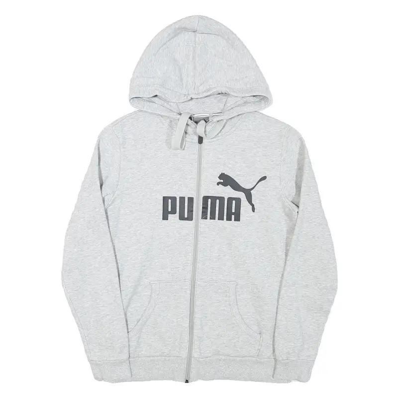 Puma Womens Grey Cotton Blend Full Zip Hoodie S Branded Casual Zip Up 1