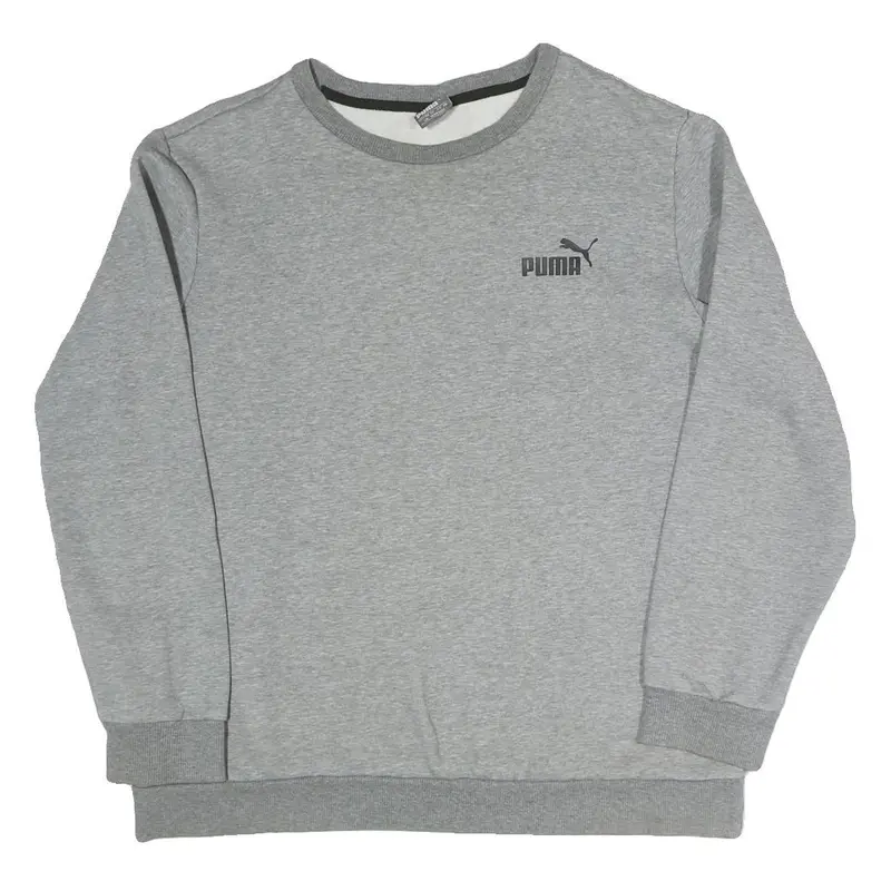 Puma Womens Grey Crew Neck L Sweatshirt Cotton Blend Casual Pullover Top 1