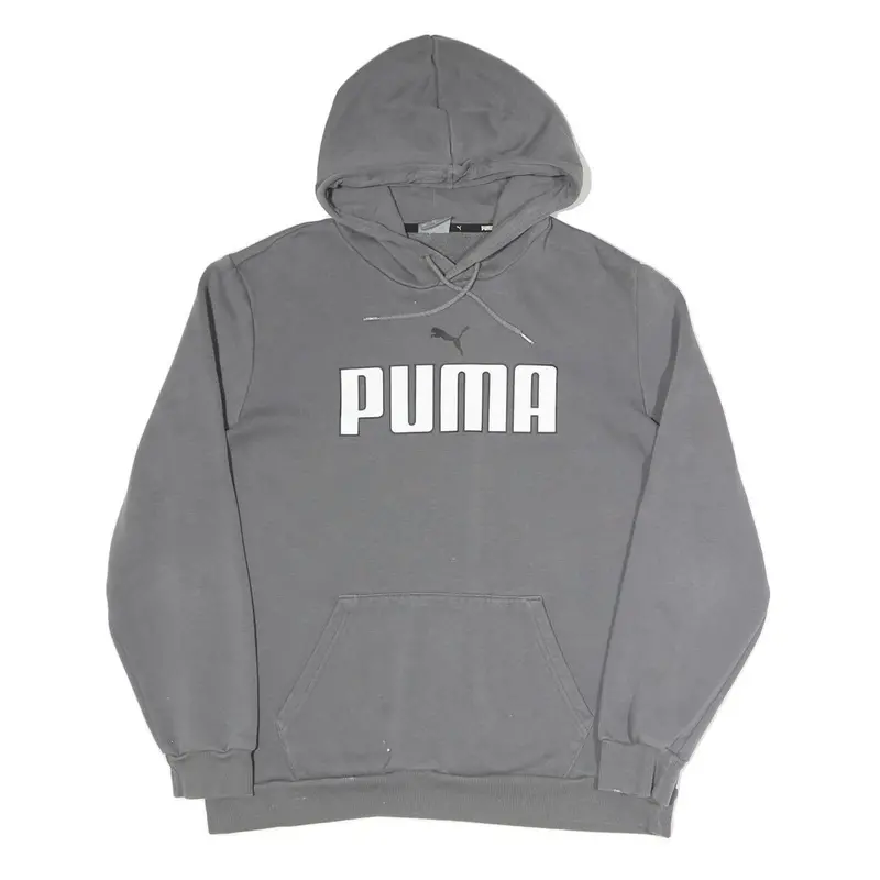Puma Womens Grey Hoodie L Cotton Blend Pullover Sweatshirt Casual 1