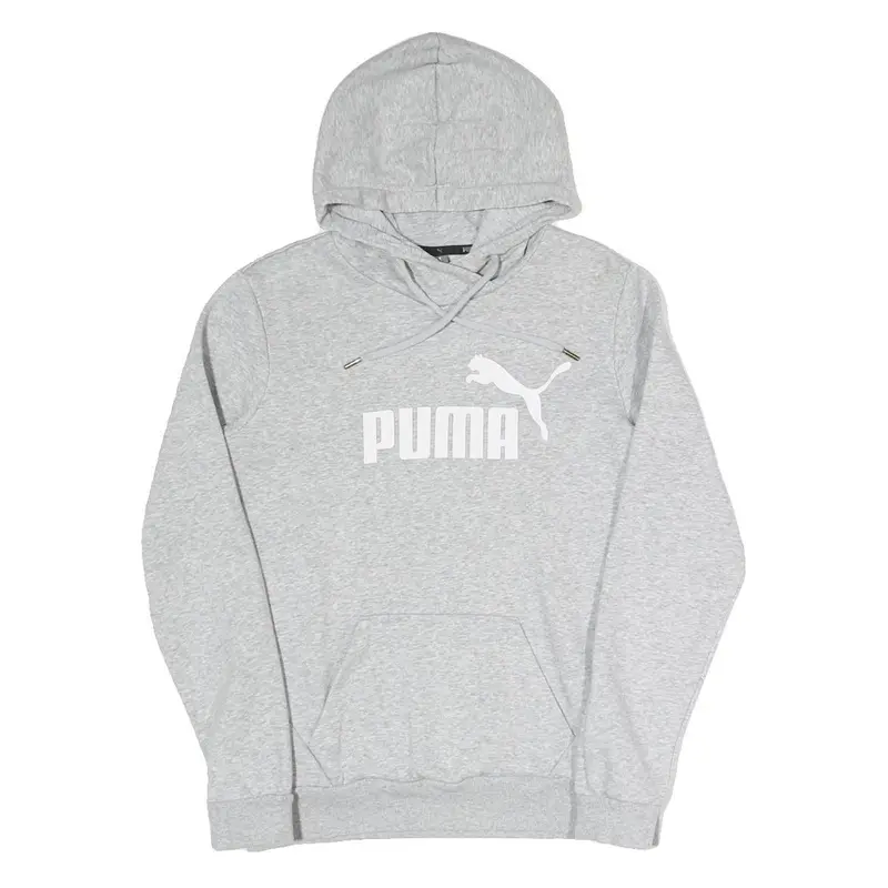 Puma Womens Grey Pullover Hoodie Uk 10 Cotton Blend Casual Sports Sweatshirt 1