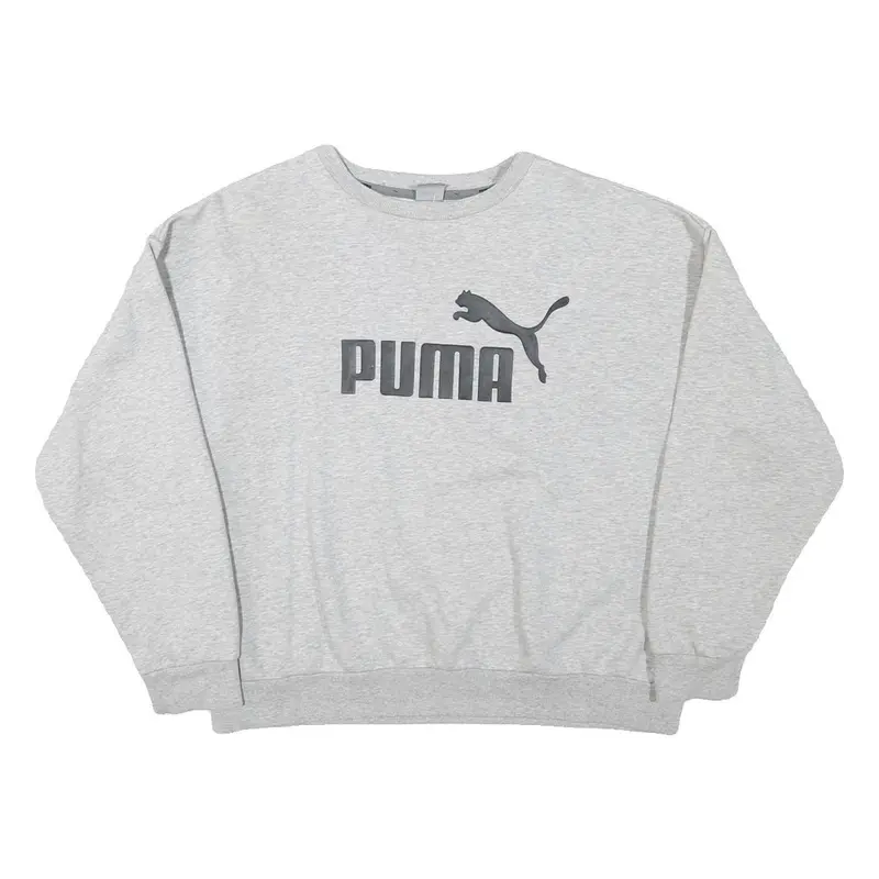 Puma Womens Grey Sweatshirt Crew Neck Xl Cotton Blend Logo Print Casual Pullover 1