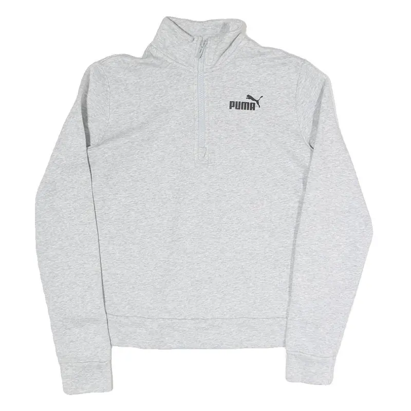 Puma Womens Grey Sweatshirt Half Zip S Cotton Blend Pullover Casual 1