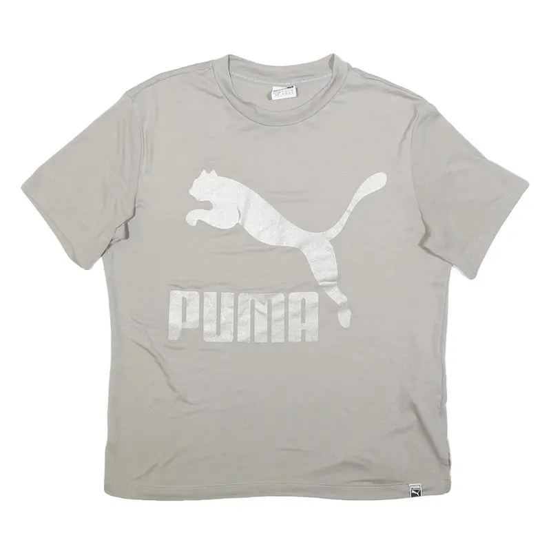 Puma Womens Grey T-Shirt Uk 12 Short Sleeve Crew Neck Cotton Logo Print 1