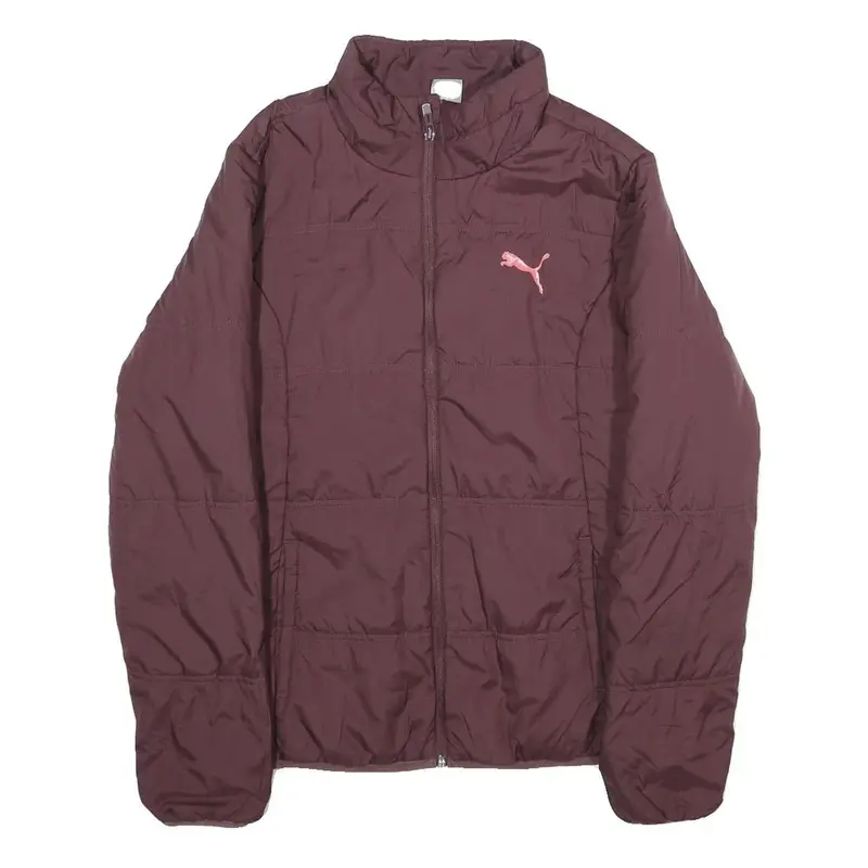 Puma Womens Maroon Burgundy Jacket M Woven Zip Sportswear Logo 1