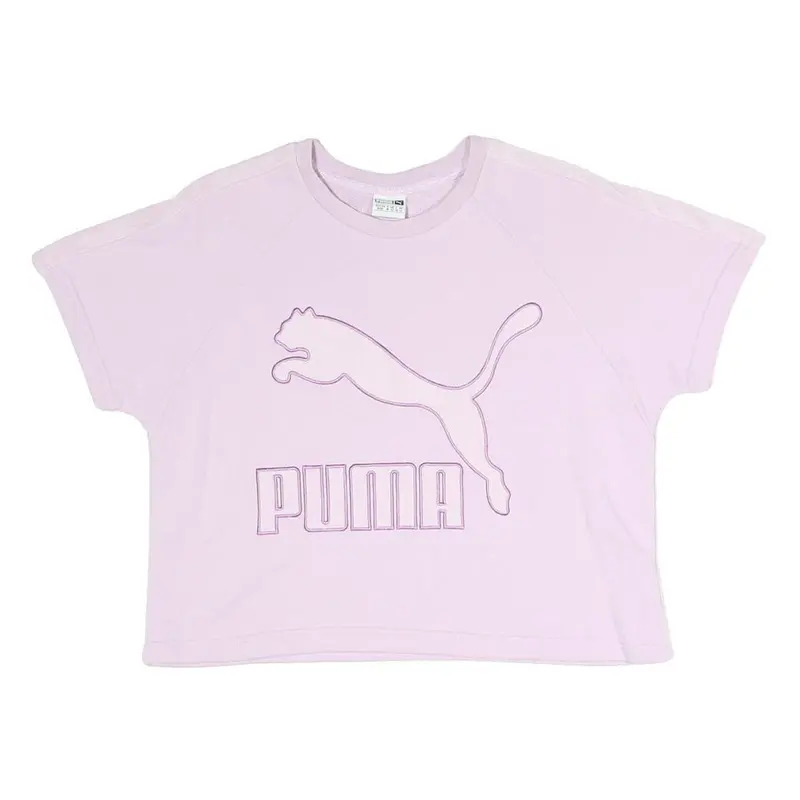 Puma Womens Pink Cotton Blend Crew Neck Uk 12 Logo Sweatshirt Casual 1