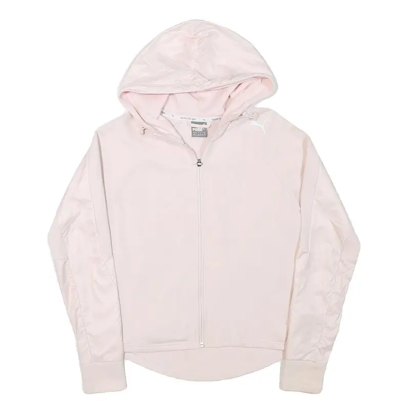 Puma Womens Pink Hooded Jacket S Polyester Blend Zip Plain Lightweight 1
