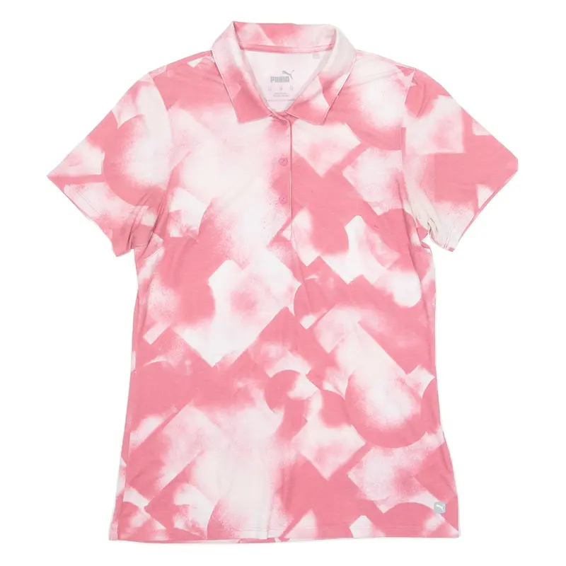 Puma Womens Polo Shirt Pink Crazy Pattern Xs 1