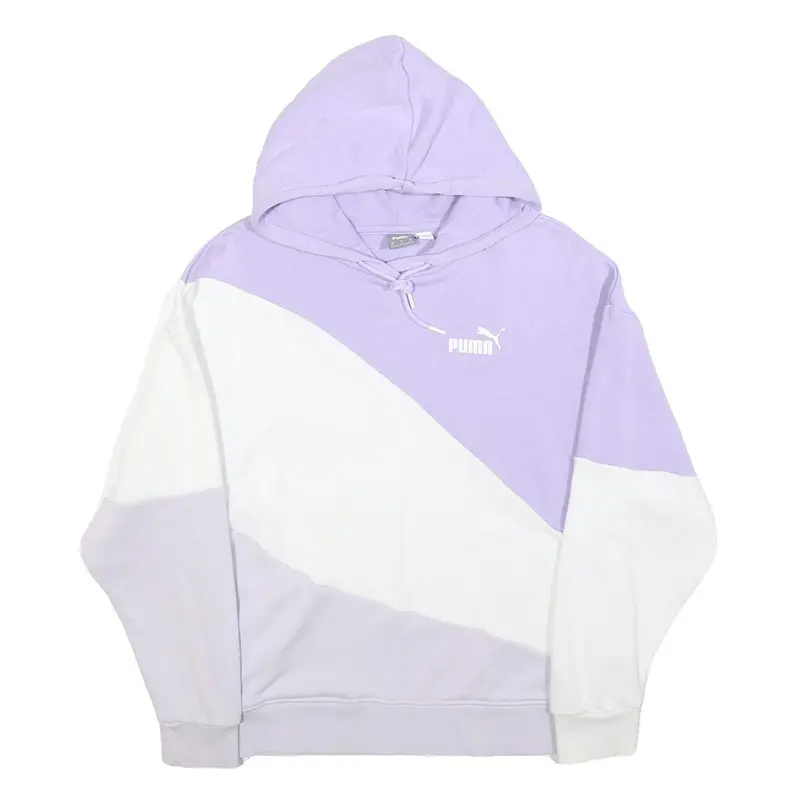 Puma Womens Purple & White Colourblock Pullover Hoodie Xs Casual Cotton Blend 1