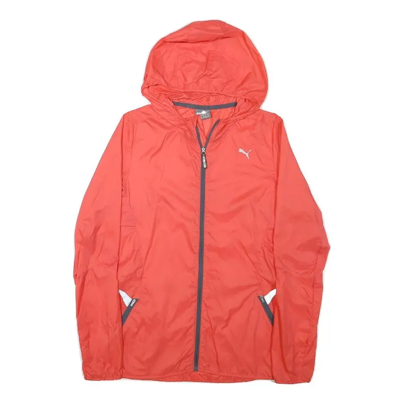 Puma Womens Red Lightweight Hooded Jacket S Polyester Plain Zip Sportswear 1