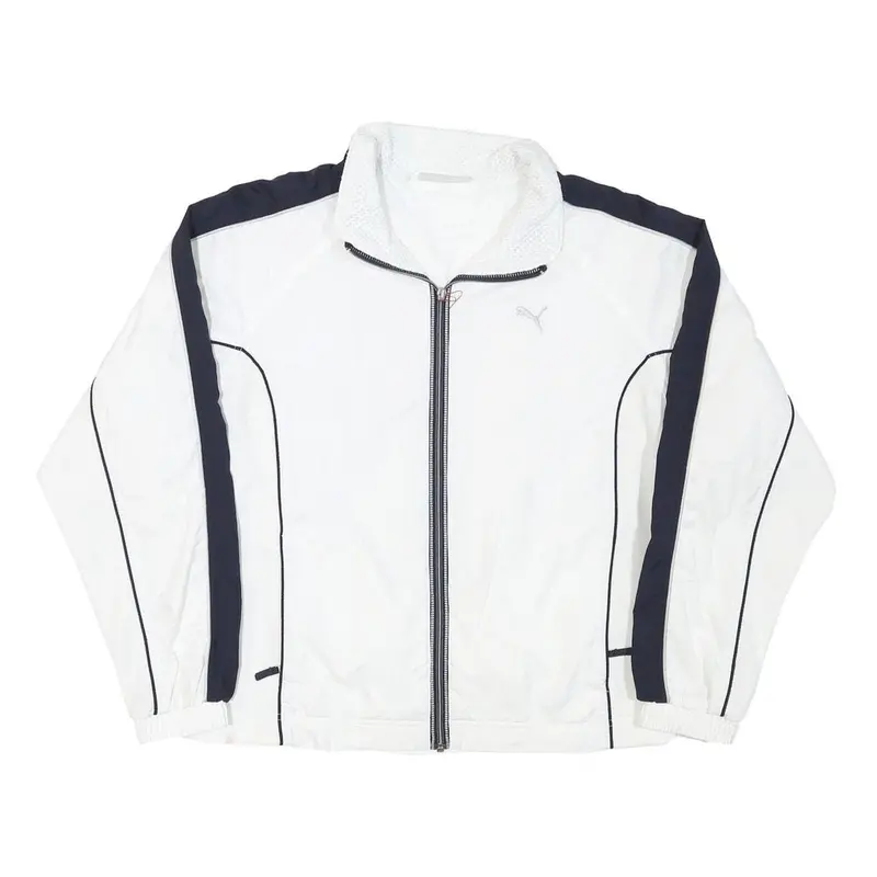 Puma Womens White & Black Polyester Blend Zip Jacket Uk 16 Plain Sporty Casual 1