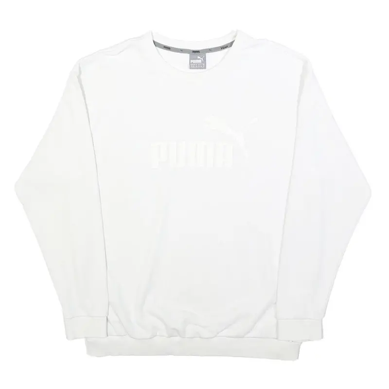 Puma Womens White Cotton Blend Crew Neck Uk 16 Sweatshirt Casual Sport 1