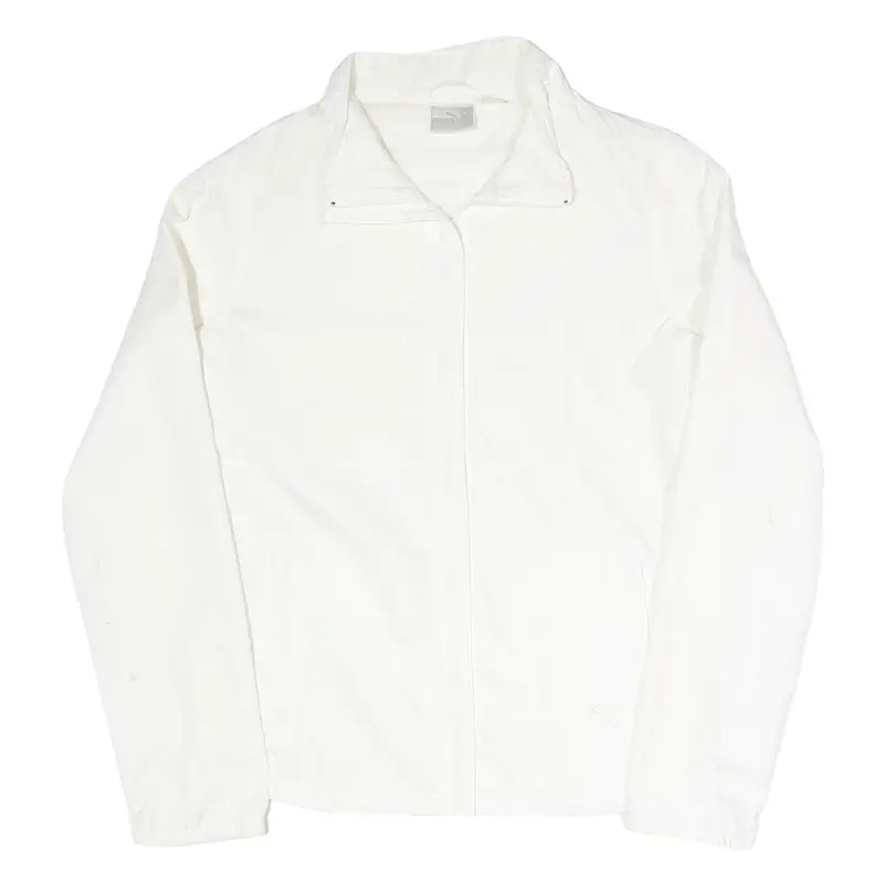 Puma Womens White Jacket Uk 10 Polyester Blend Plain Zip Lightweight Sportswear 1