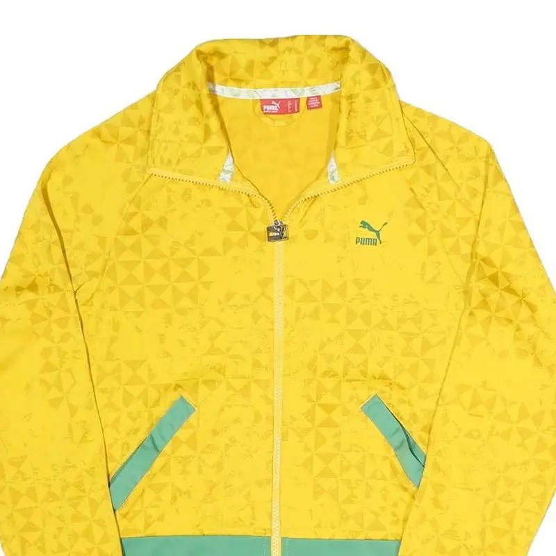 Puma Womens Yellow & Green Polyester Blend Track Jacket Uk 12 Zip Plain 2