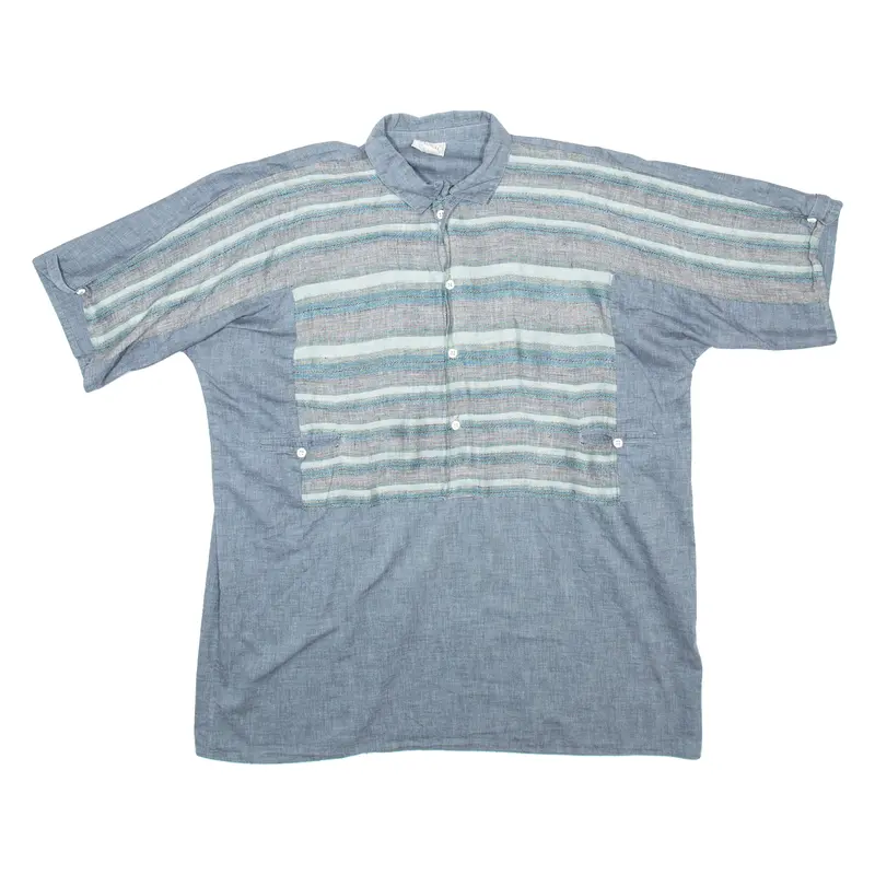 Punch Mens Shirt Blue Striped L 1