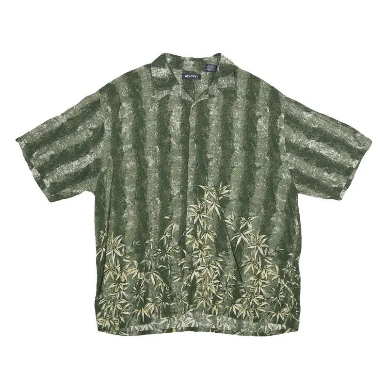 Puritan Mens Green Rayon Casual Shirt Xl Relaxed Fit Short Sleeve Painted Bamboo 1