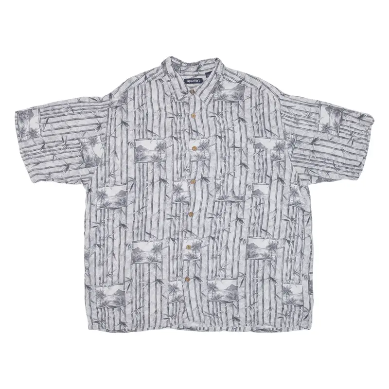 Puritan Mens Hawaiian Shirt Grey Viscose Xl 1