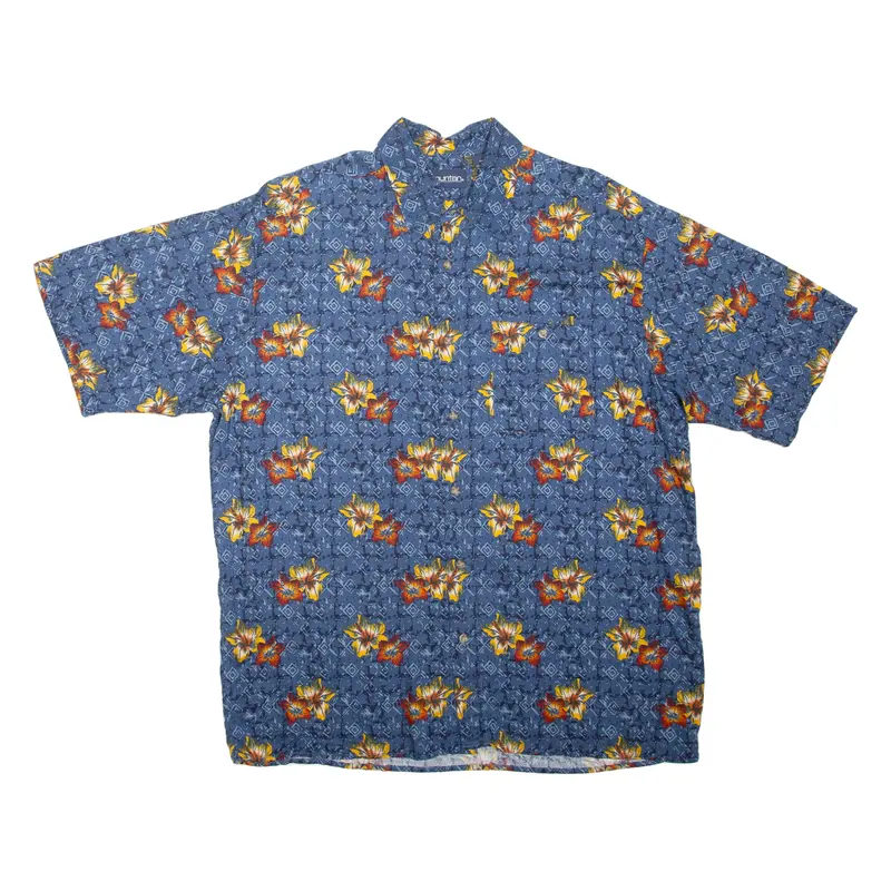 Puritan Mens Shirt Blue Viscose Floral Xl 1