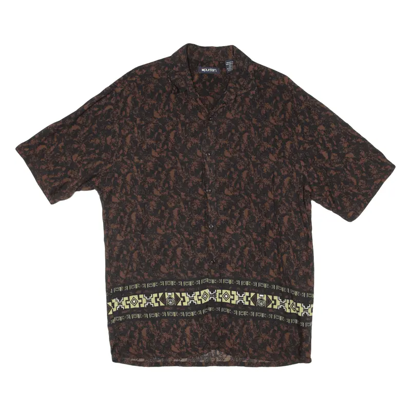 Puritan Mens Shirt Brown Crazy Pattern M 1