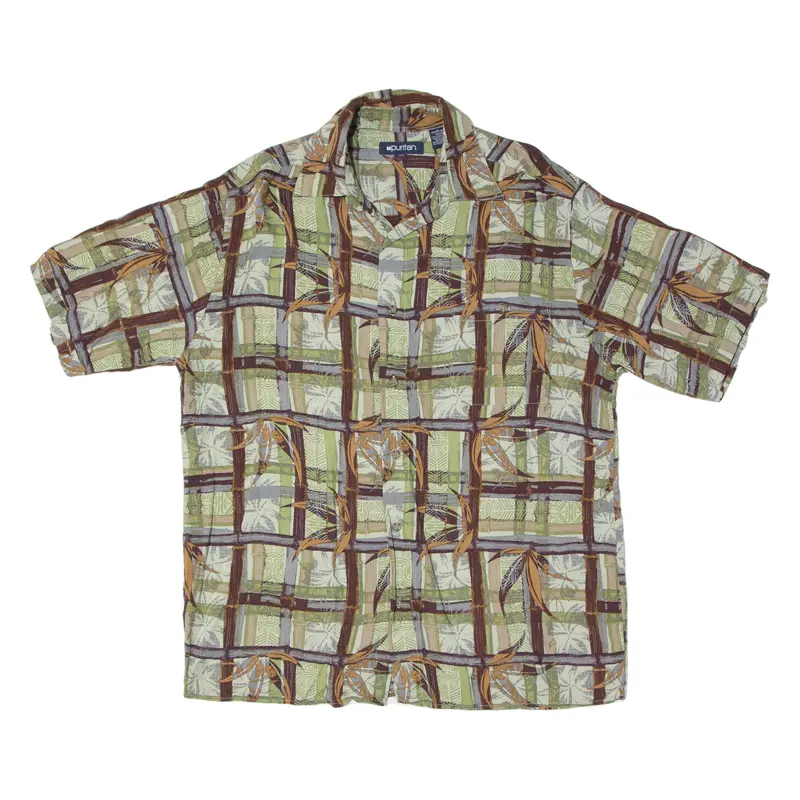 Puritan Mens Shirt Green Crazy Pattern M 1