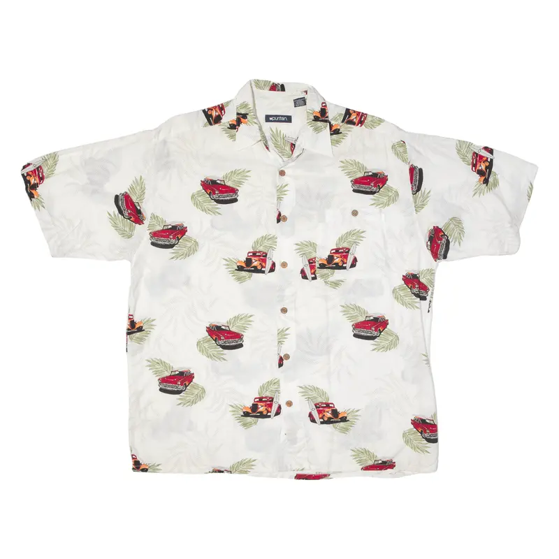 Puritan Mens Shirt White Crazy Pattern L 1