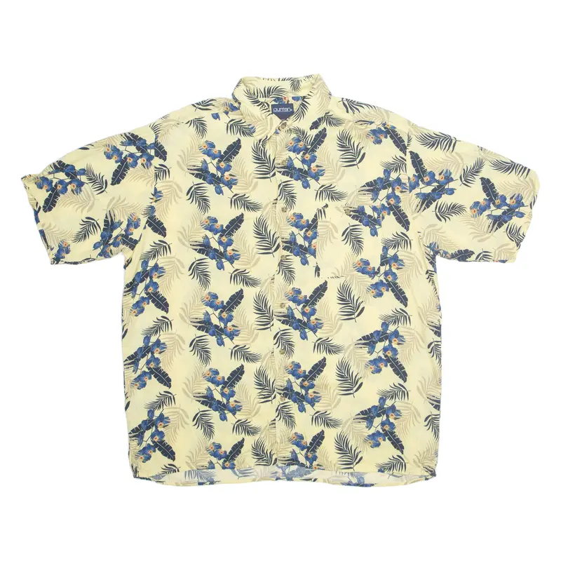 Puritan Womens Hawaiian Shirt Yellow Viscose Floral L 1