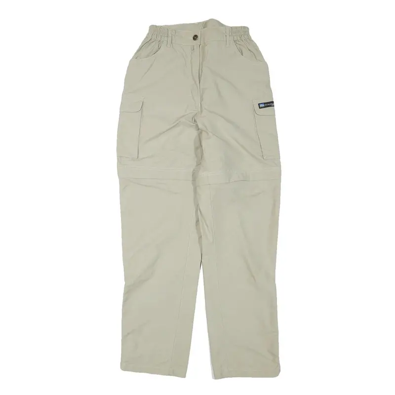 Qeuchua Womens Polyester Blend Beige Relaxed Zip Cargo Trousers W24 L29 Outdoor 1