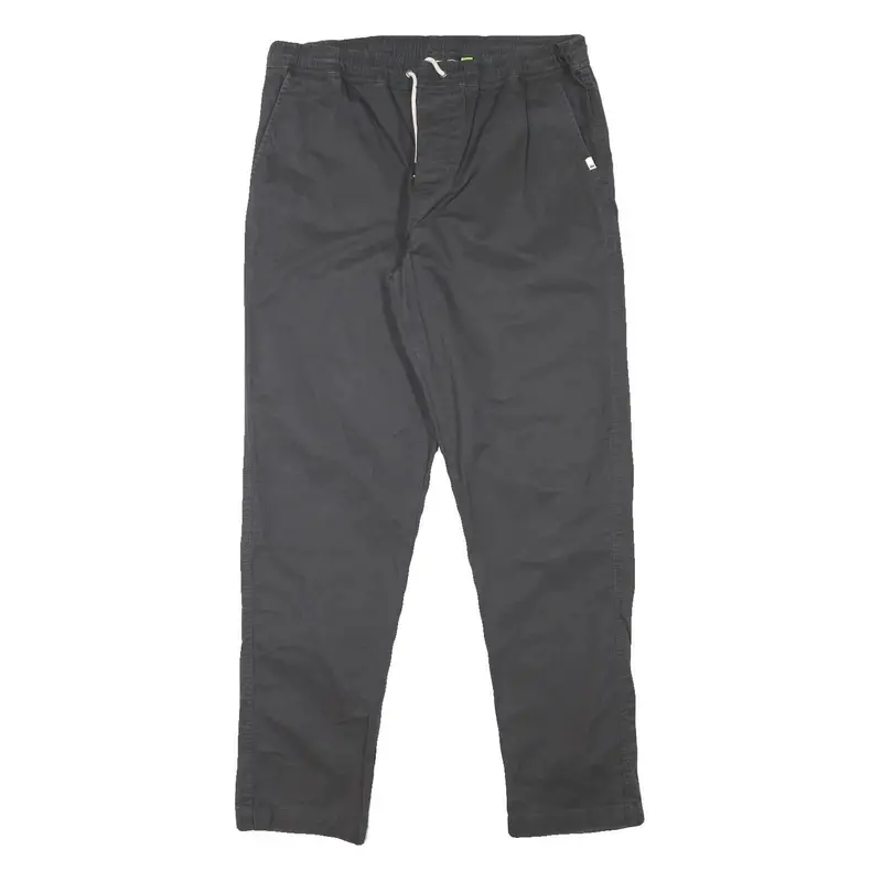 Quiksilver Mens Cotton Blend Black Slim Drawstring Trousers W32 L30 Casual Pants 1