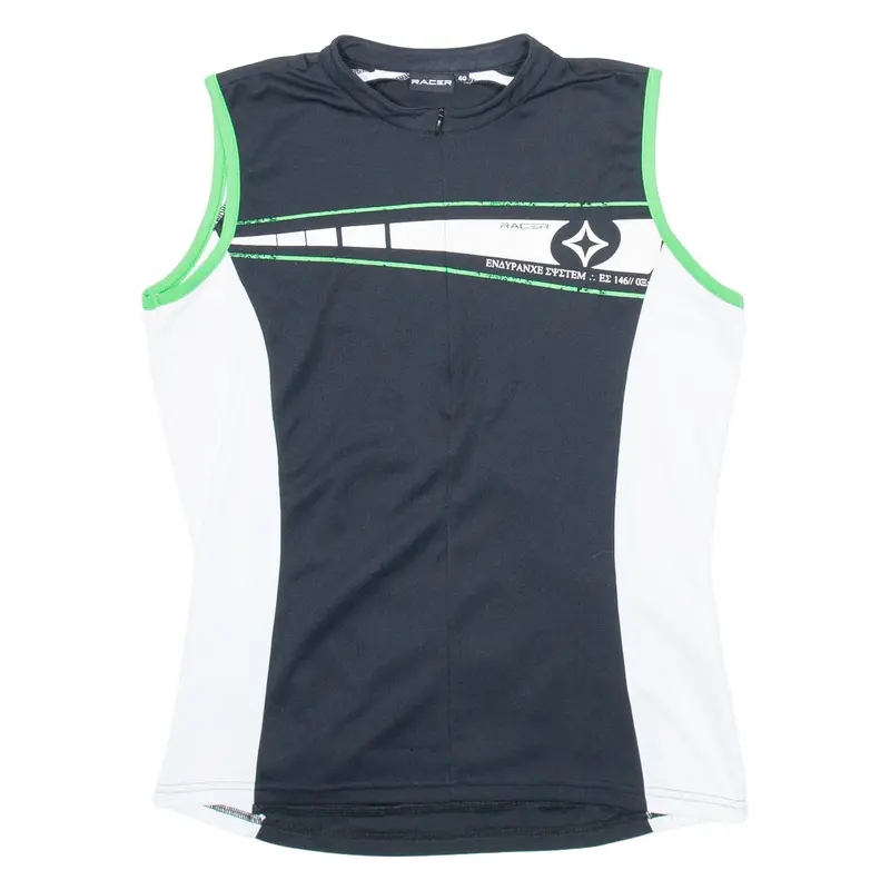 Racer Cycling Mens Jersey Black Sleeveless 1/4 Zip L 1