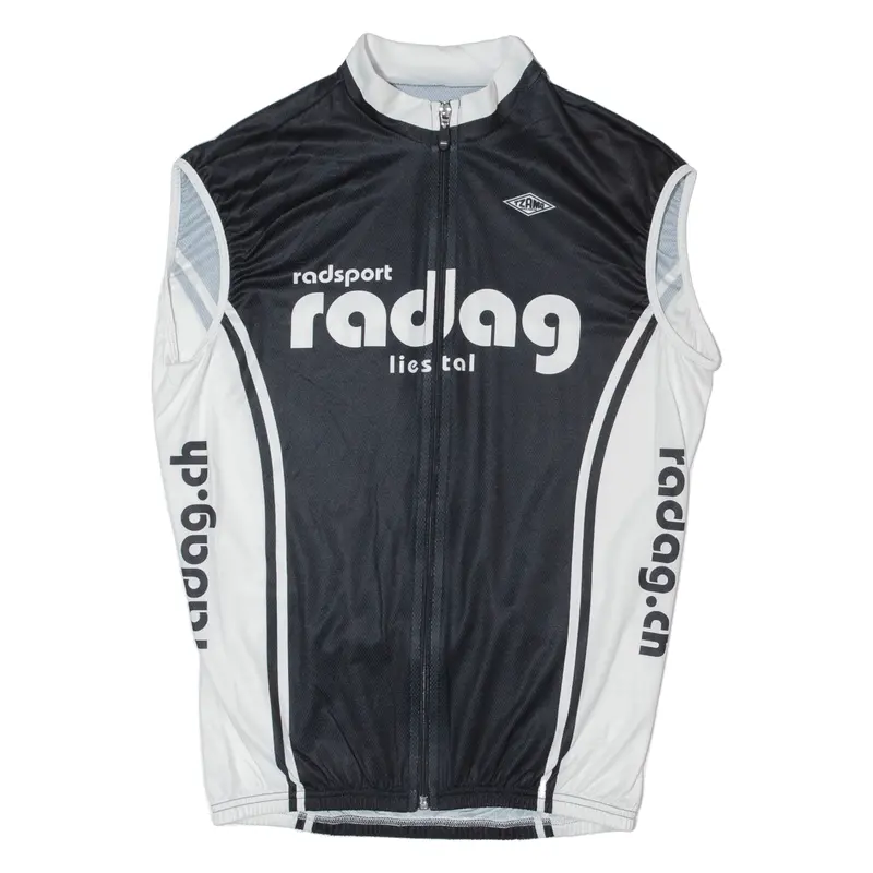 Radsport Cycling Shirt Full Zip Mens Jersey Black Sleeveless M 1