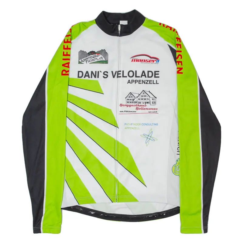 Raiffeisen Cycling Shirt Full Zip Mens Jersey White Long Sleeve M 1