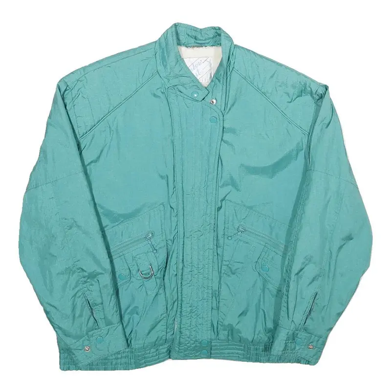 Rainbow Nest Womens Turquoise Nylon Zip Jacket S Plain Lightweight Casual 1