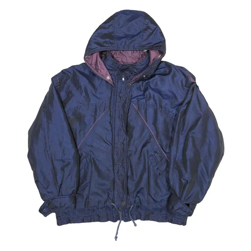 Rainbow West Womens Blue Purple Hooded Zip Jacket L Polyamide Blend Plain 1