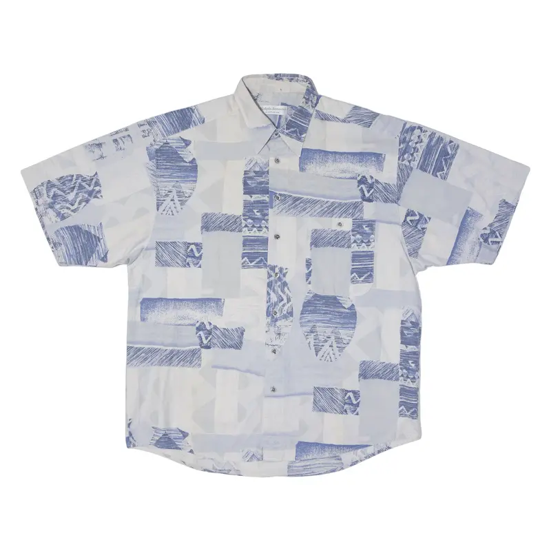 Ralph Janson Mens Shirt Blue Crazy Pattern L 1