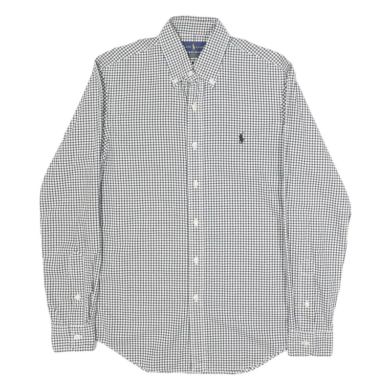 Ralph Lauren Mens Black & White Checked Shirt Xs Classic Button Down Collar Long 1