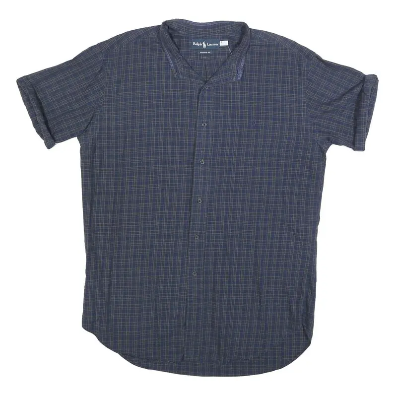 Ralph Lauren Mens Blue Check Shirt L Classic Fit Cotton Summer Casual 1