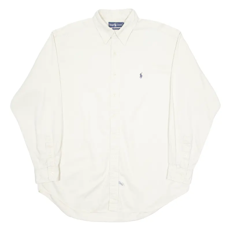 Ralph Lauren Mens Plain Shirt Cream Long Sleeve L 1