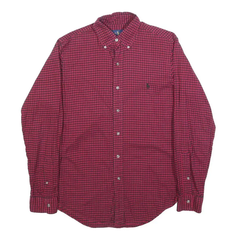 Ralph Lauren Mens Red & Black Check Shirt Xs Button-Down Cotton Long Sleeve 1
