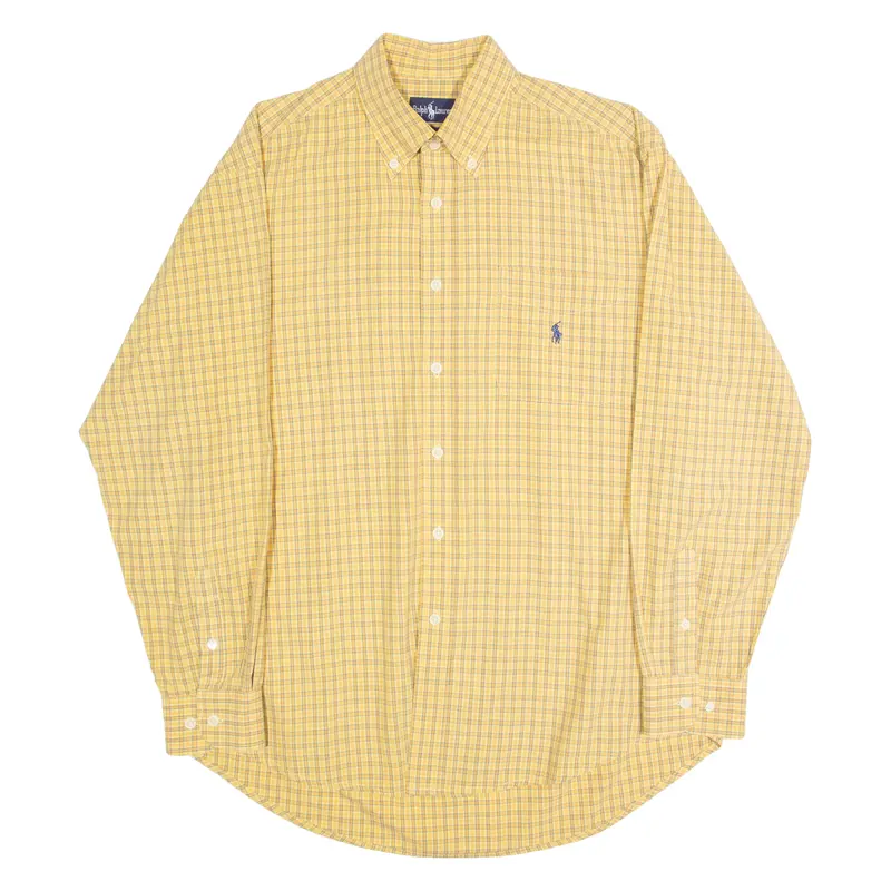 Ralph Lauren Mens Shirt Yellow Check Long Sleeve L 1